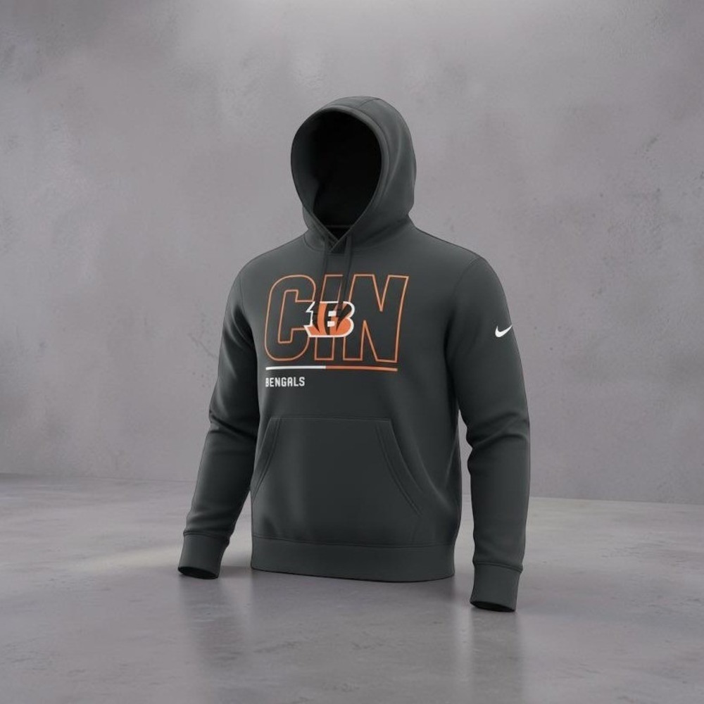 Nike Cincinnati Bengals Hoodie Mens Medium Black CIN City Code Pullover NFL NWT